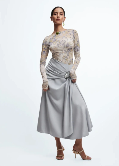Other Stories Draped Midi Skirt In Grey