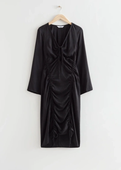 Other Stories Drawstring Midi Dress In Black