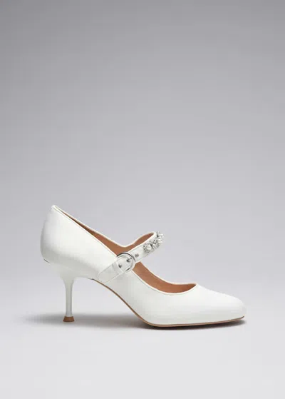 Other Stories Embellished Satin Pumps In White