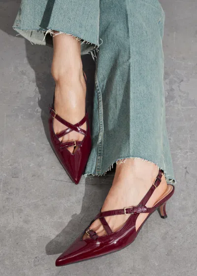 Other Stories Embellished Slingback Pumps In Red