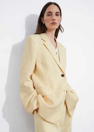 Other Stories Fitted Linen Blazer In Yellow