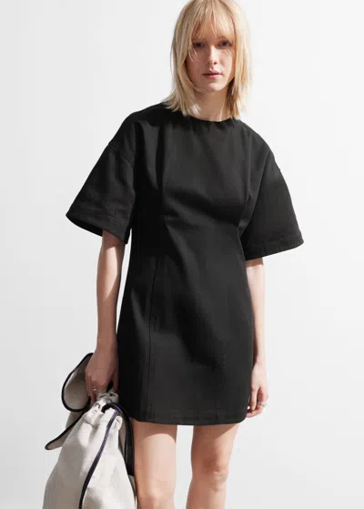 Other Stories Fitted Short-sleeve Mini Dress In Black