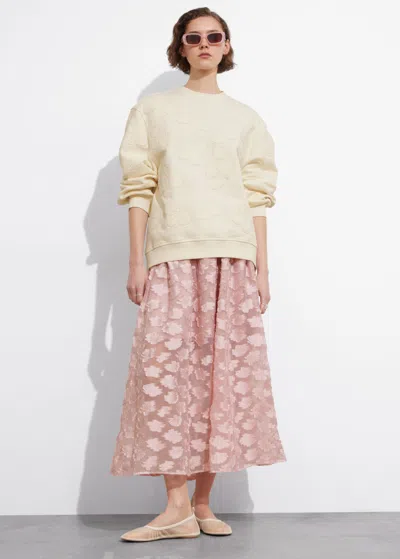 Other Stories Floral-appliqué Midi Skirt In Pink