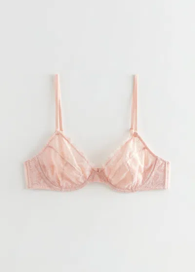 Other Stories Floral Lace Underwire Bra In Pink