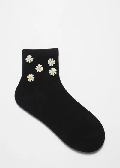 Other Stories Flower Embroidered Socks In Black
