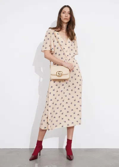 Other Stories Flutter-sleeve Midi Dress In Yellow