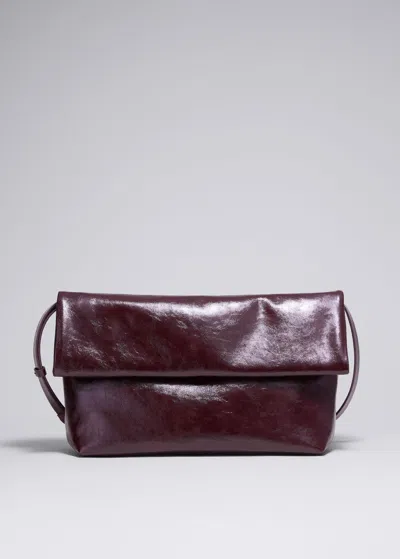 Other Stories Folded Patent-leather Clutch In Red