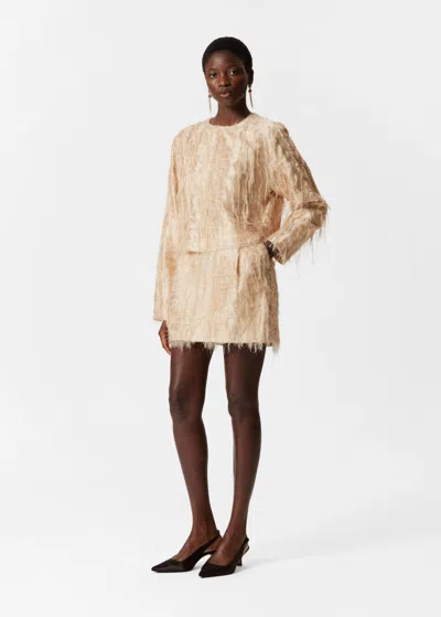 Other Stories Frayed Mini Skirt In Beige