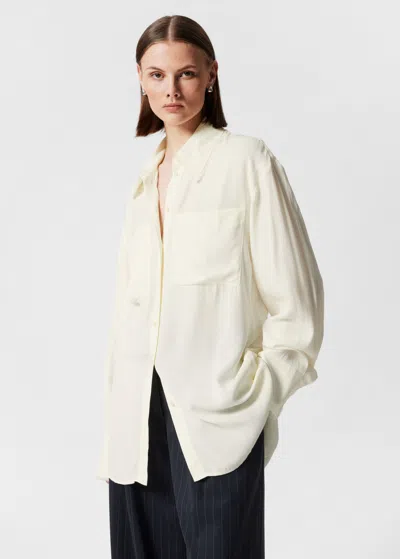 Other Stories Frayed Patch-pocket Shirt In White