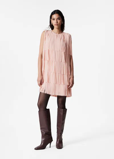 Other Stories Fringed Mini Shift Dress In Pink