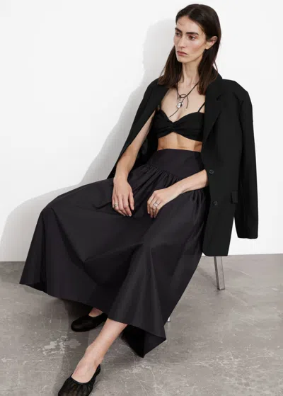 Other Stories Gathered Midi Skirt In Black