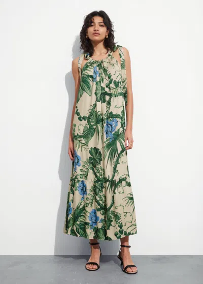 Other Stories Gathered Sleeveless Midi Dress In Multi