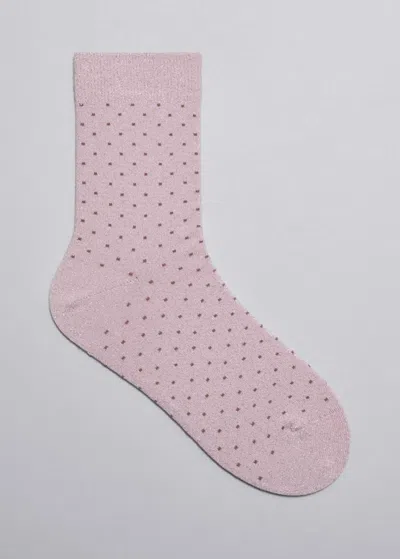 Other Stories Glitter Jacquard Socks In Pink