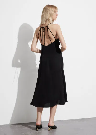 Other Stories Halterneck Midi Dress In Black