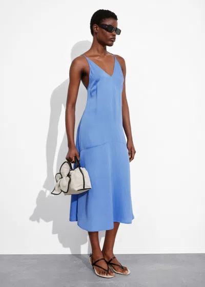 Other Stories Halterneck Midi Dress In Blue