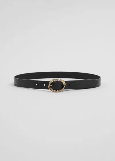 Other Stories Knot-buckle Leather Belt In Black