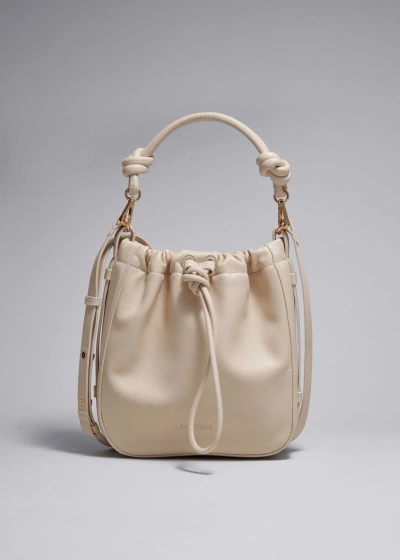 Other Stories Knotted Leather Bucket Bag In Beige