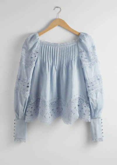 Other Stories Lace-trimmed Blouse In Blue
