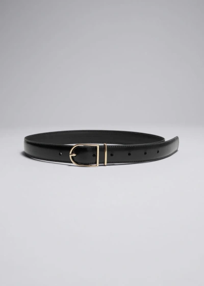 Other Stories Leather Belt In Black