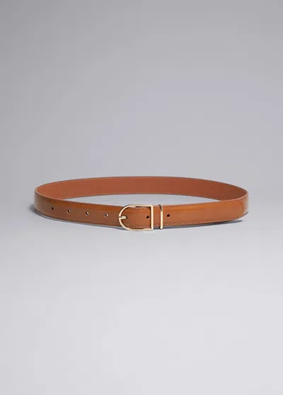 Other Stories Leather Belt In Burgundy