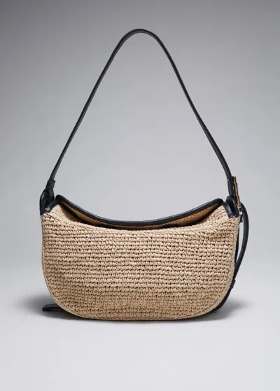 Other Stories Leather-trimmed Straw Shoulder Bag In Red