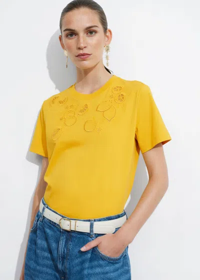 Other Stories Lemon Embroidery T-shirt In Yellow