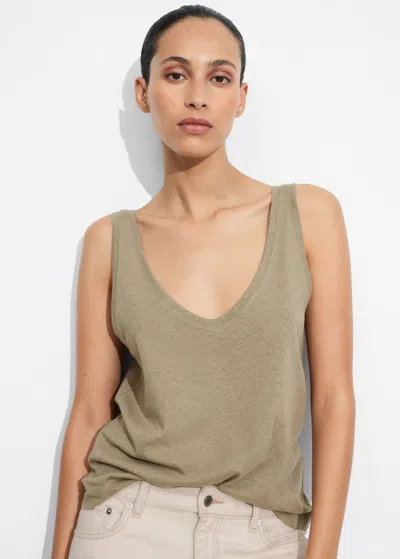 Other Stories Linen-blend Tank Top In Rust