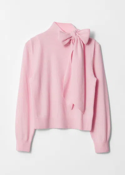 Other Stories Merino Tie-neck Sweater In Pink