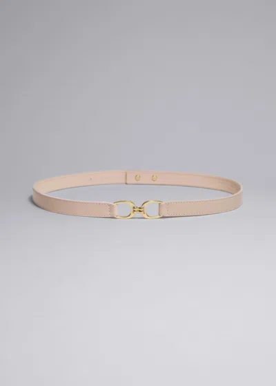 Other Stories Mid-waist Leather Belt In Gold
