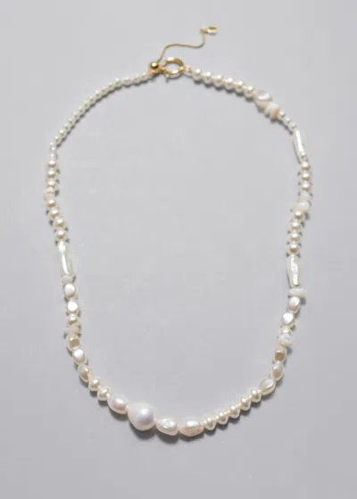 Other Stories Mixed Pearl Necklace In White