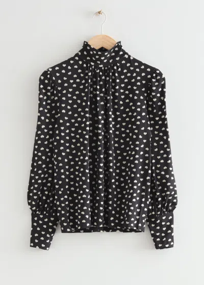 Other Stories Mock Neck Blouse In Black
