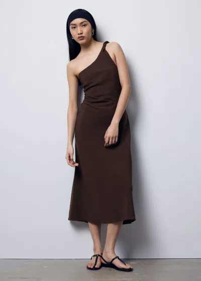 Other Stories One-shoulder Midi Dress In Brown