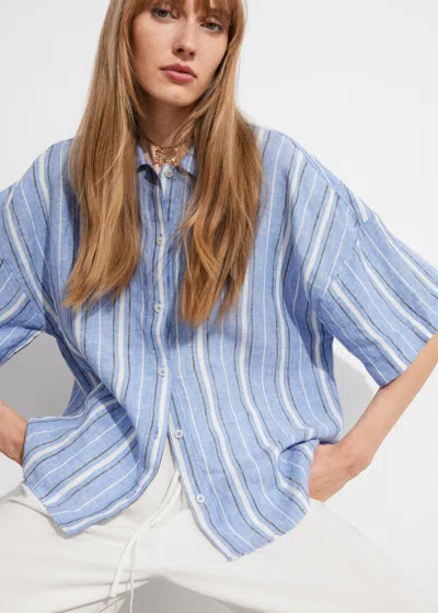 Other Stories Oversized Linen Shirt In Blue