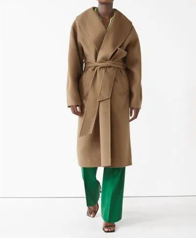 Other Stories Oversized Shawl-collar Wool Coat In Tan In Brown