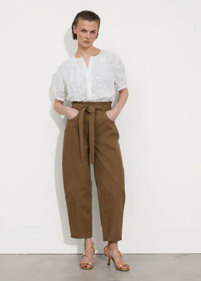 Other Stories Paperbag Waist Trousers In Beige