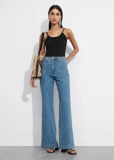 Other Stories Patch-pocket Bootcut Jeans In Blue