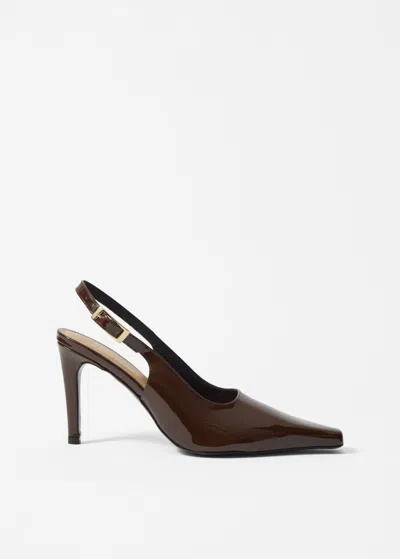 Other Stories Patent Leather Slingback Pumps In Orange