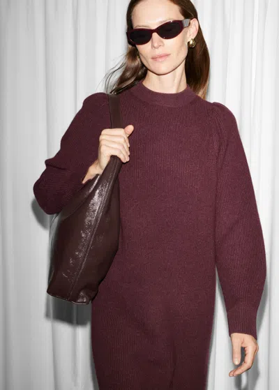 Other Stories Patent-leather Tote In Red