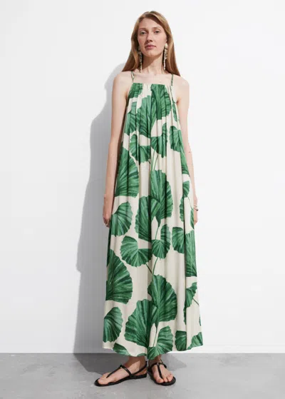 Other Stories Pleated Halterneck Maxi Dress In Green