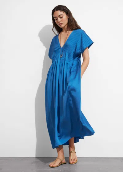 Other Stories Pleated Midi Dress In Blue