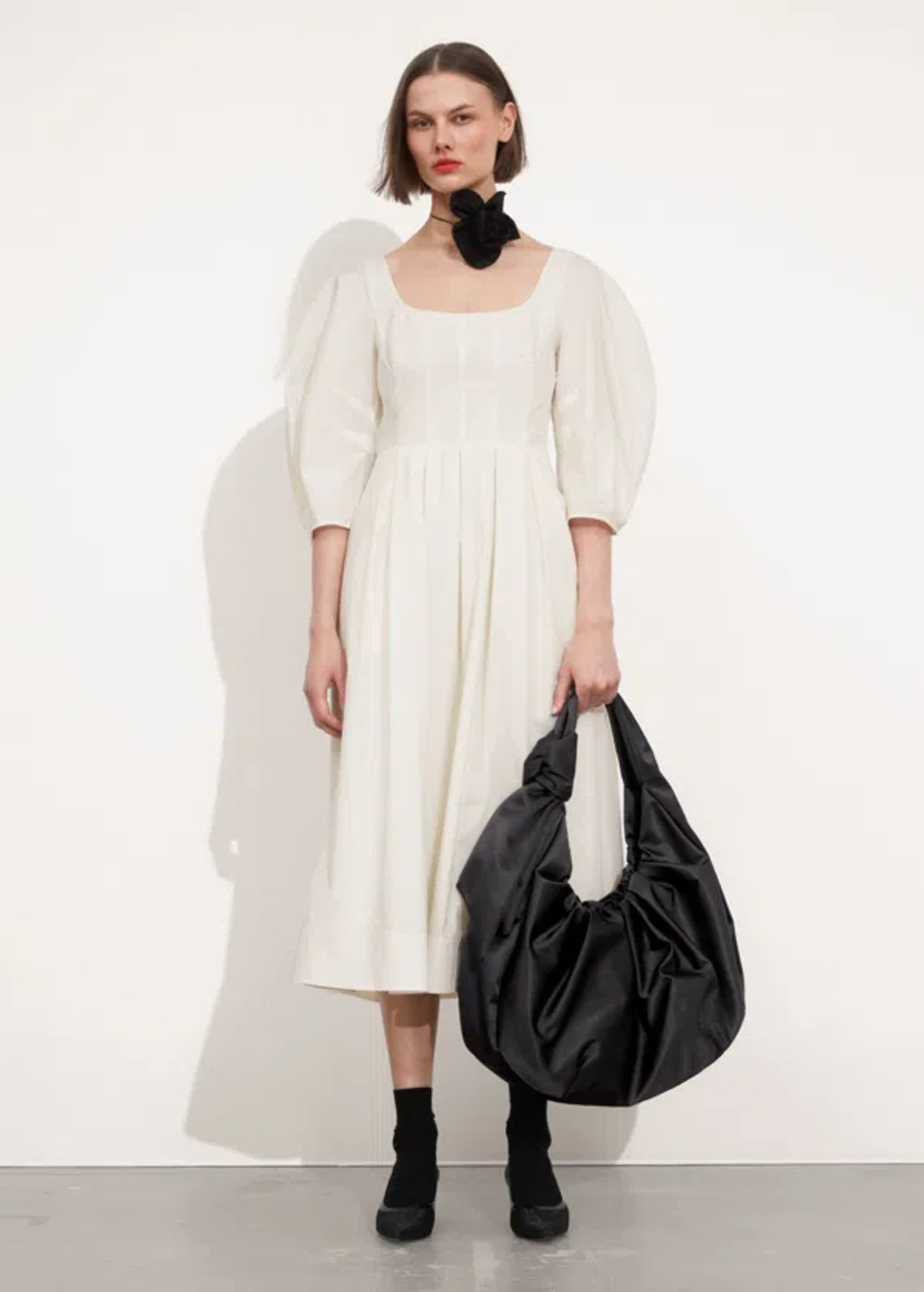 & other stories pleated dress Other Stories Pleated Midi Dress In White