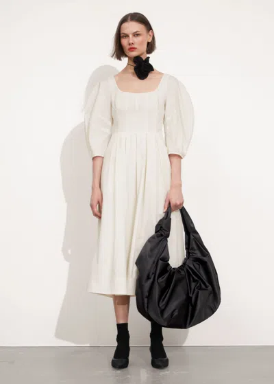 Other Stories Pleated Midi Dress In White