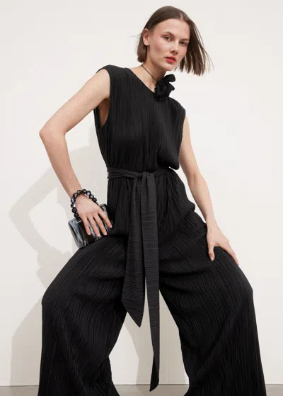 Other Stories Pleated Palazzo Jumpsuit In Black