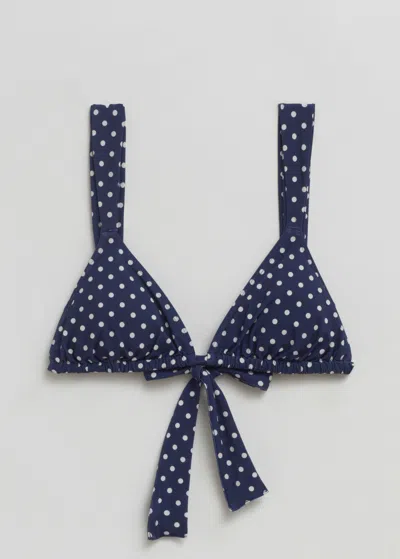 Other Stories Polka-dot Triangle Bikini Top In Blue