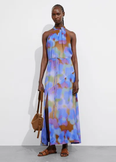 Other Stories Printed Halterneck Maxi Dress In Blue