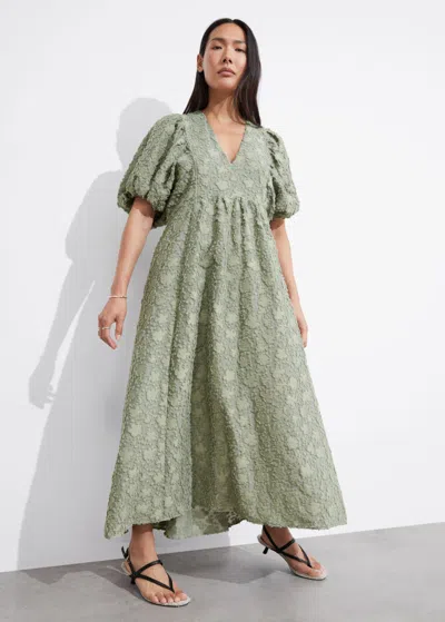Other Stories Puff-sleeve Maxi Dress In Green