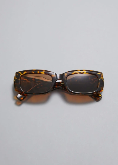 Other Stories Rectangular-frame Sunglasses In Beige