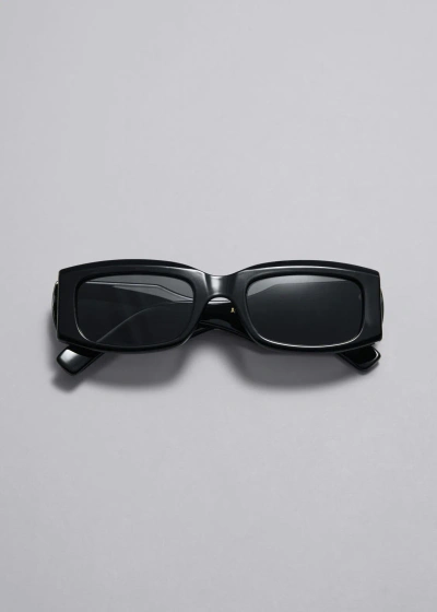 Other Stories Rectangular-frame Sunglasses In Black