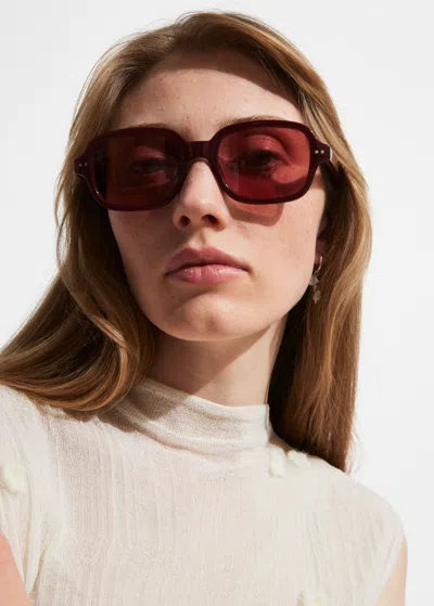 Other Stories Rectangular Frame Sunglasses In Red