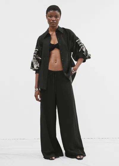 Other Stories Relaxed Drawstring Trousers In Black